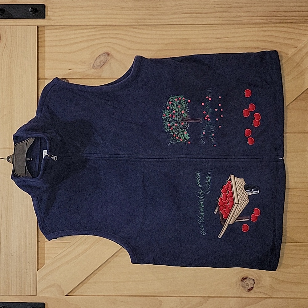 Vintage | Baxter & Wells Fall Apple Embroidered Fleece Vest | XL